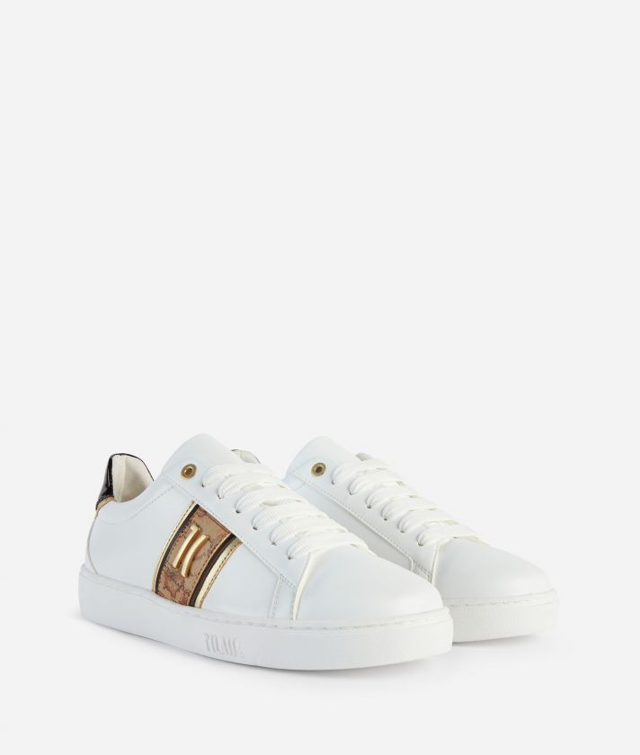 Faux nappa sneakers with logo detail 1C White