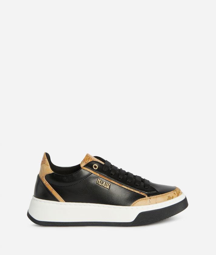 Faux nappa sneakers with two-tone sole Black