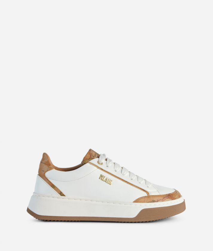 Faux nappa sneakers with two-tone sole White