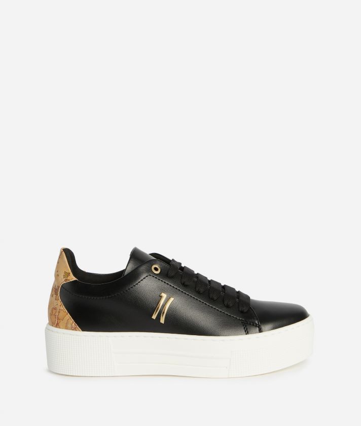 Faux nappa leather sneakers with 1C detail Black