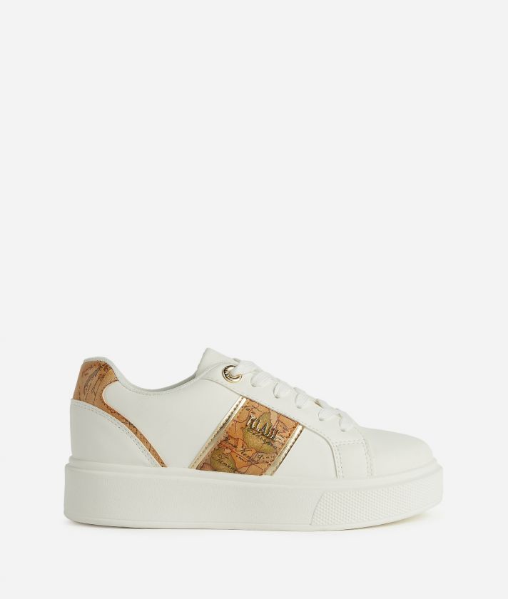 Smooth faux nappa leather sneakers with box sole White