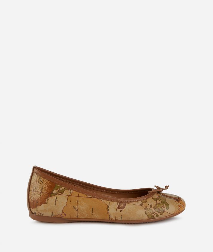 Faux nappa leather ballet flats with Geo Classic print with internal wedge
