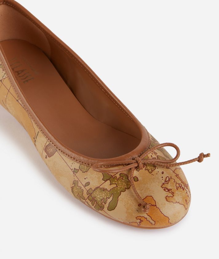 Faux nappa leather ballet flats with Geo Classic print with internal wedge
