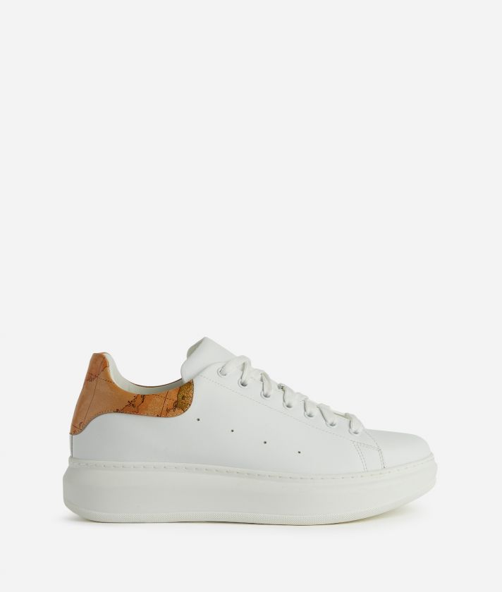 Smooth leather sneakers with faux nappa insert White