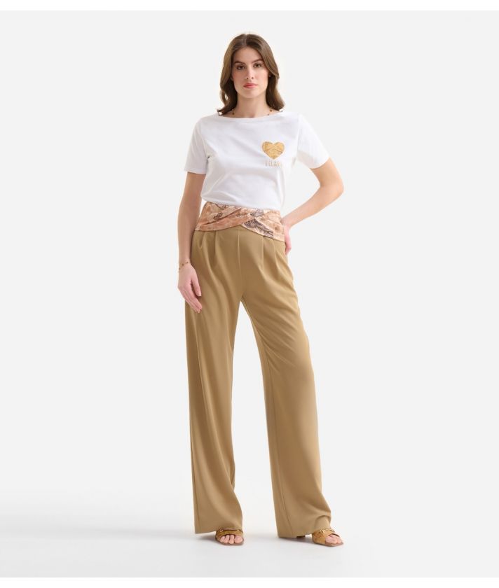 Cady fluid trousers with band Desert