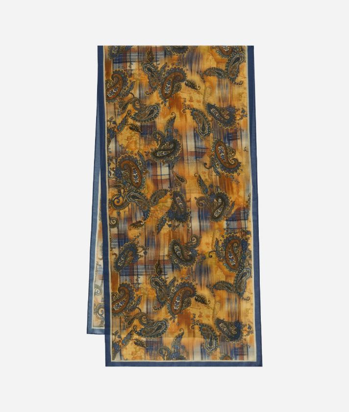 Modal scarf with Geo Paisley print Camel