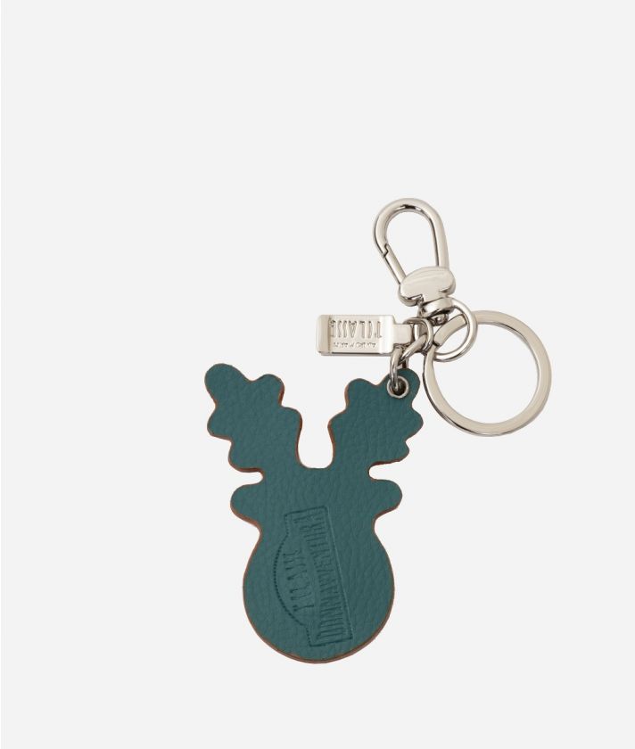Faux leather moose keychain with Geo Classic print