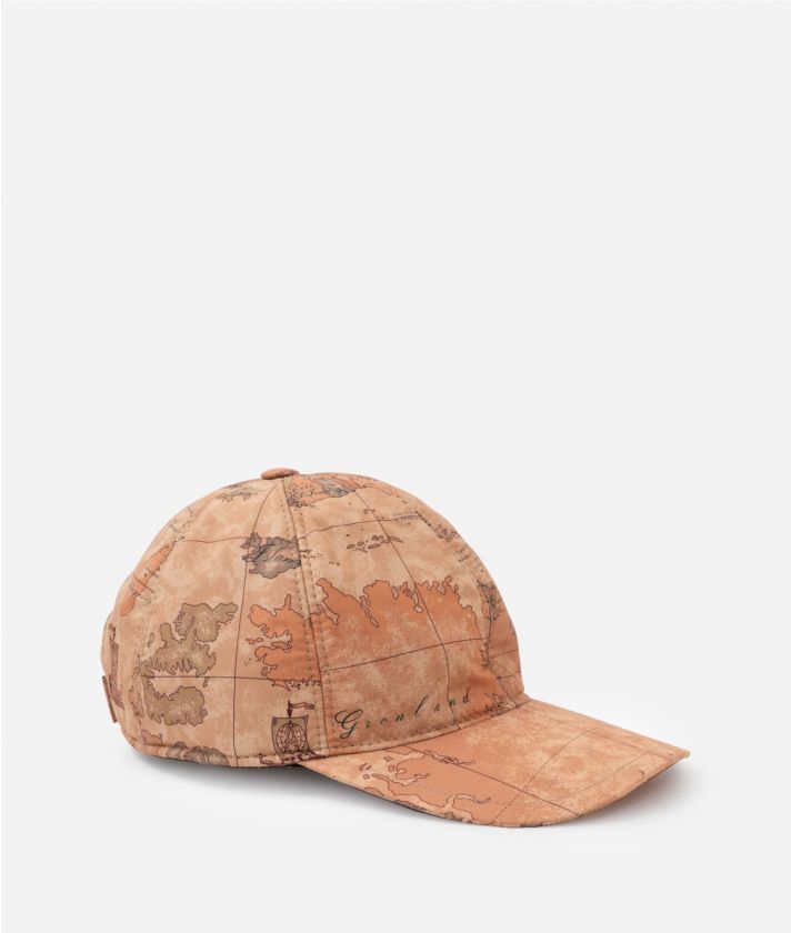 Nylon baseball cap with Geo Classic print Natural
