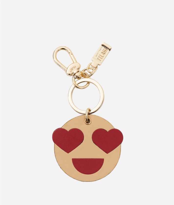 Smile Love leather keychain Scarlet Red