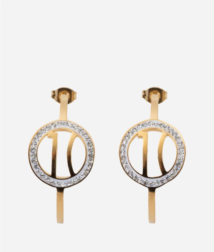 Gold-plated steel earrings with 1C logo Gold