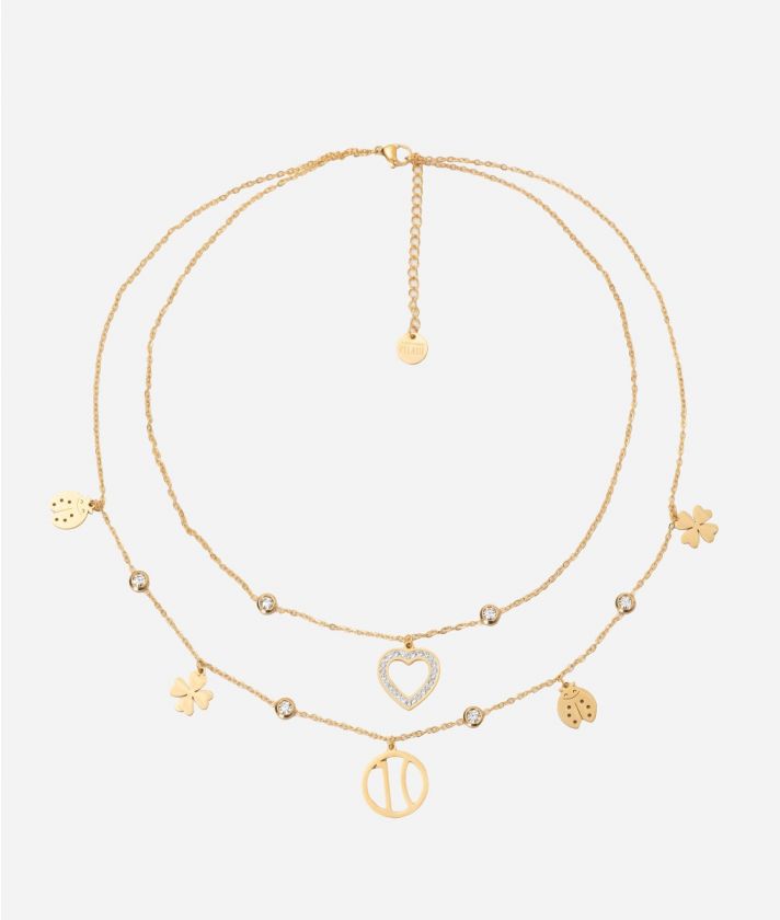 Gold-plated steel necklace with charms Gold