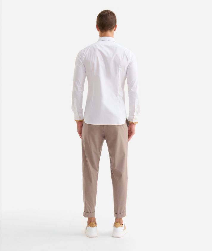 Camicia slim fit in cotone con profili Geo Classic Bianca