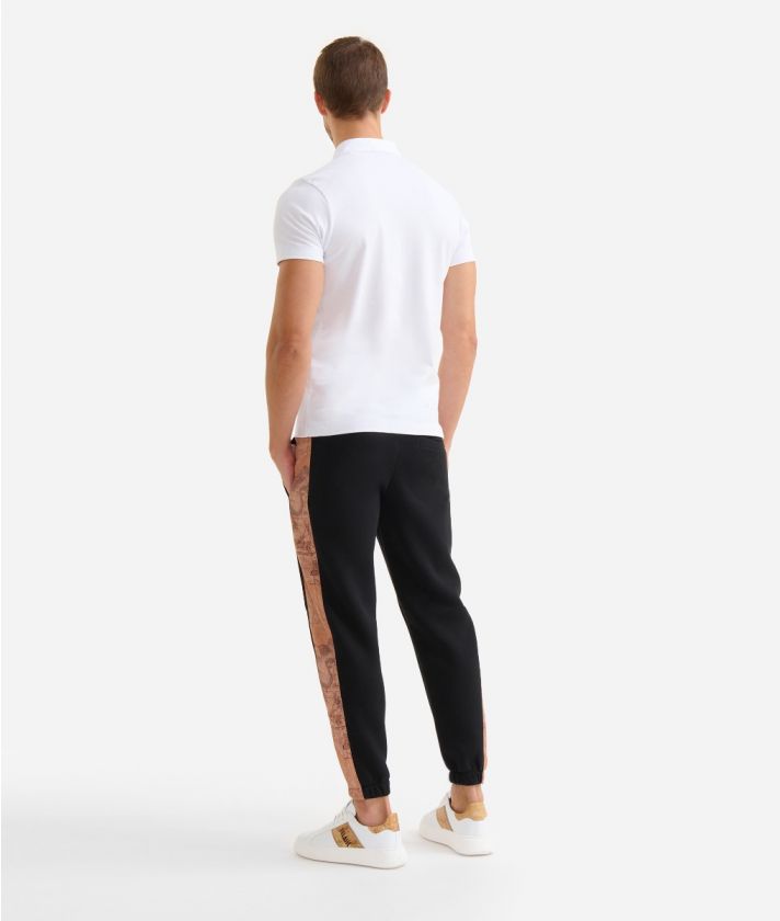 Cotton blend trousers with drawstring Black