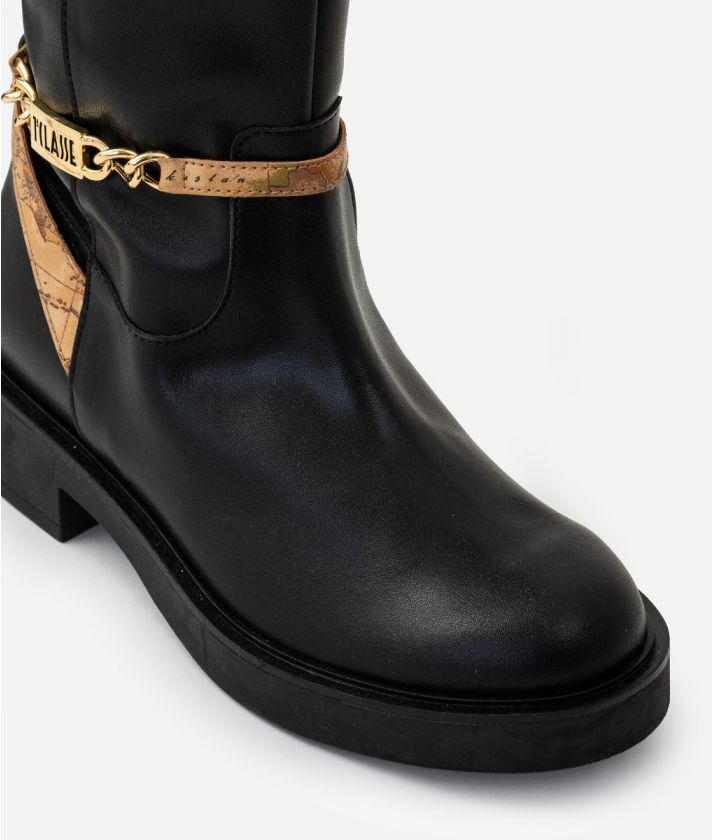 Smooth Leather High Boots Black