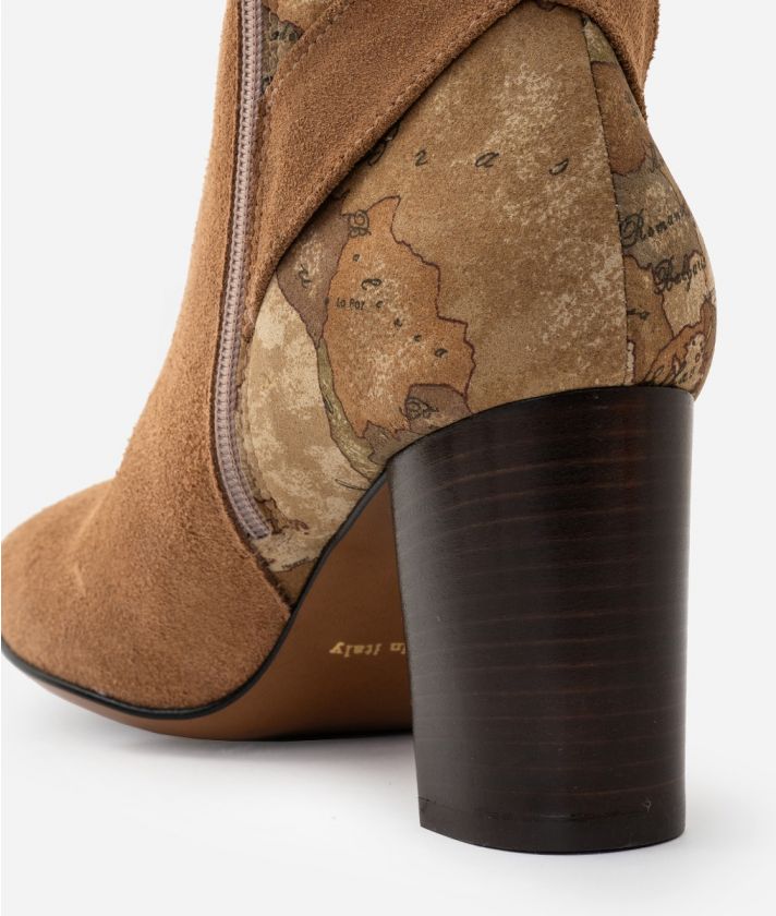Suede ankle boots with strap Camel