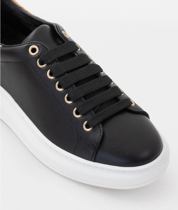 Smooth leather sneakers with tassel details Black