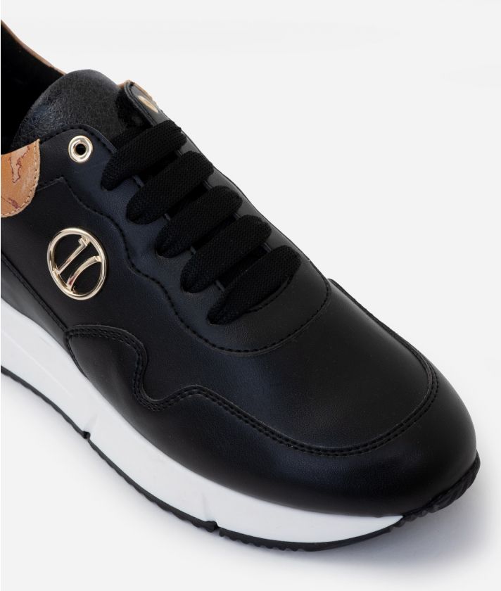 Faux Nappa leather sneakers with 1C detail Black
