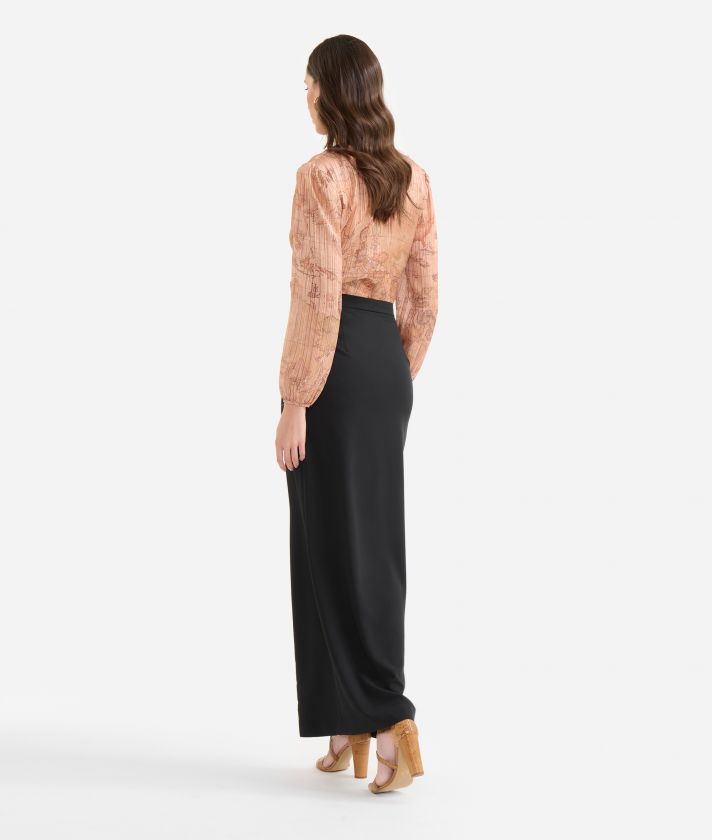 Long cady skirt with slit Black