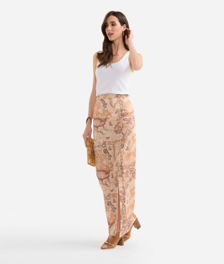 Long twill skirt with slit Geo Classic