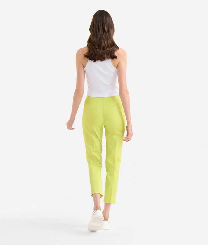 Pantalone regular in gabardina di cotone stretch Lime