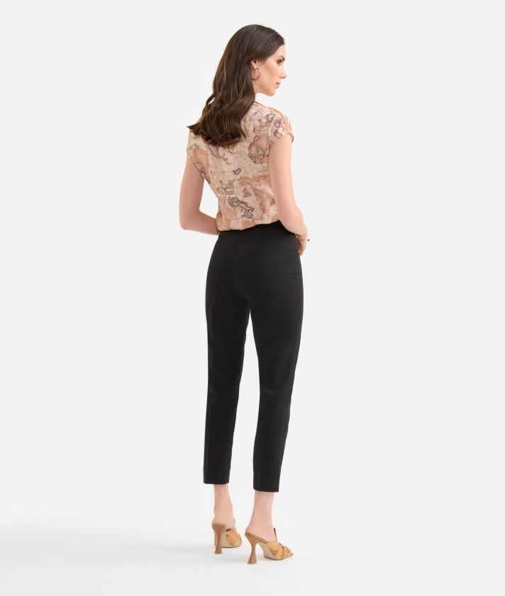 Stretch cotton gabardine regular-fit trousers Black