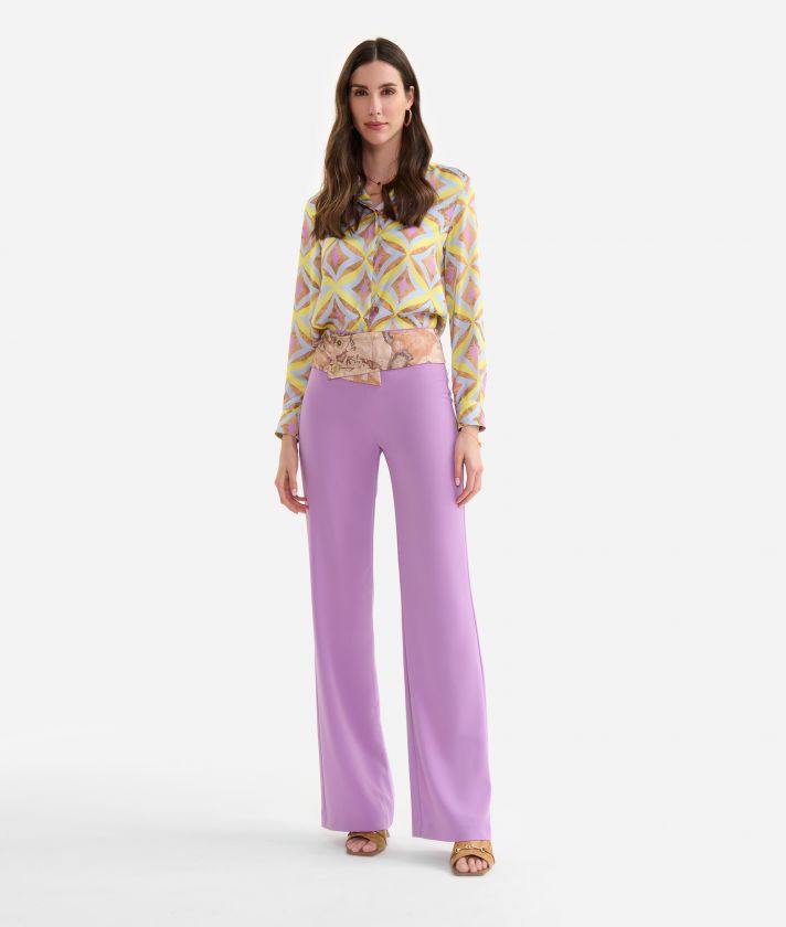 Cady fluid trousers with jewel buttons Orchid