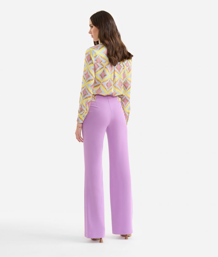 Cady fluid trousers with jewel buttons Orchid
