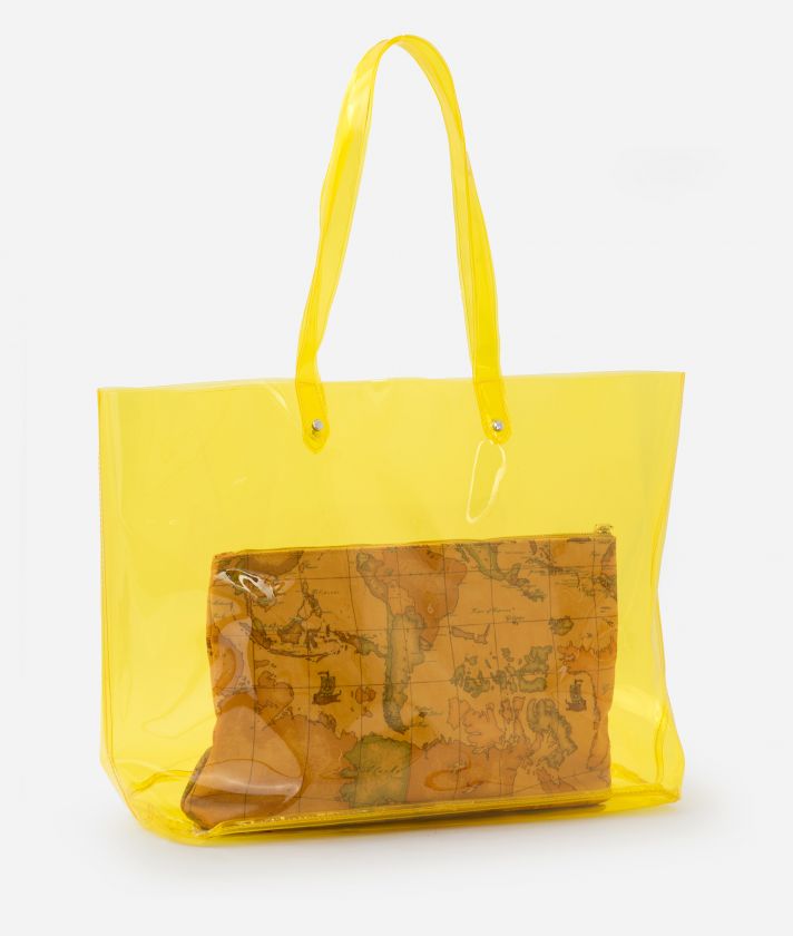 Beach bag with Geo Classic print pouch Sun Yellow