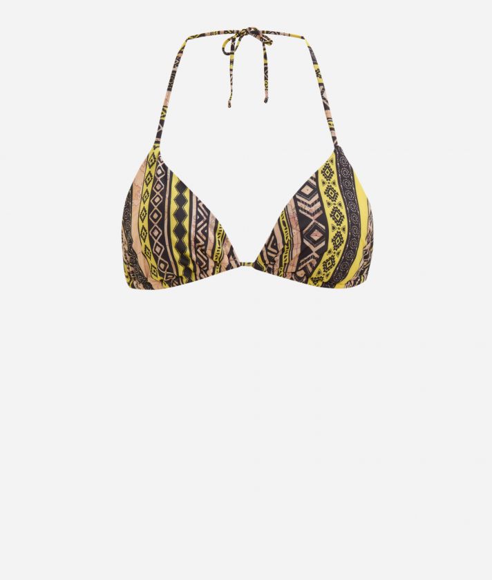 Geo Etnico padded bikini top Sun Yellow