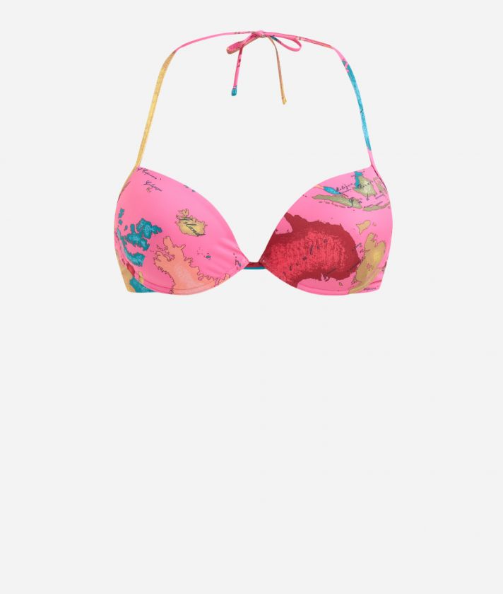 Geo Pop push-up bikini top Shocking Pink