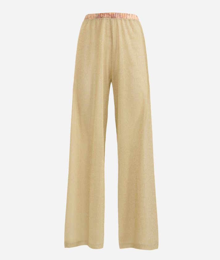 Lamé fabric palazzo trousers Platinum