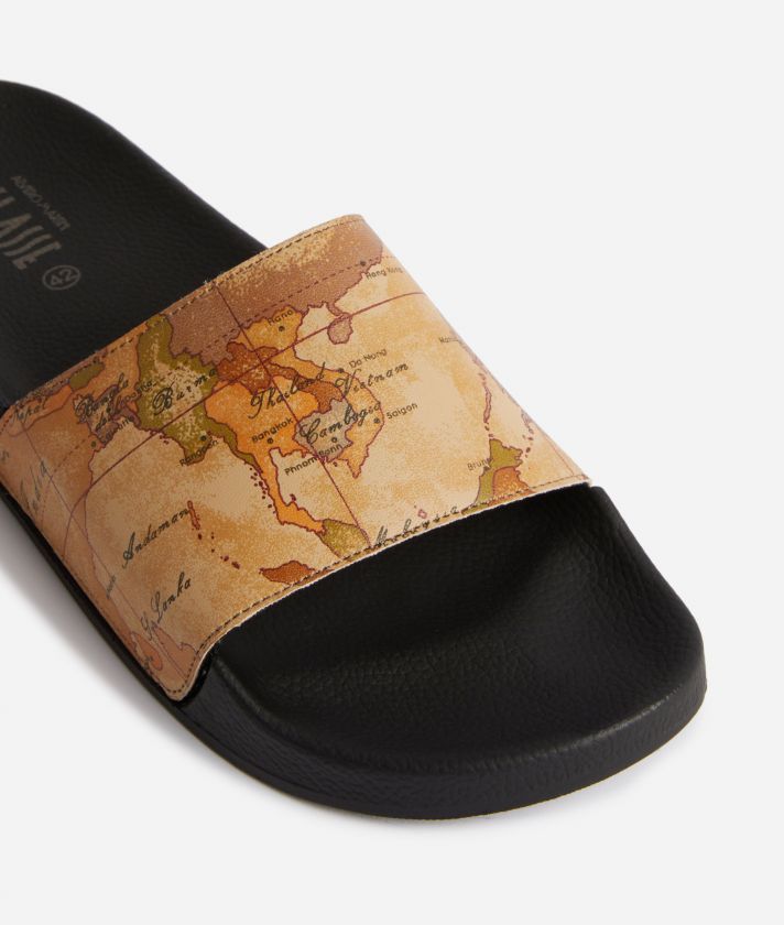 Men's beach slippers with Geo Classic print strap