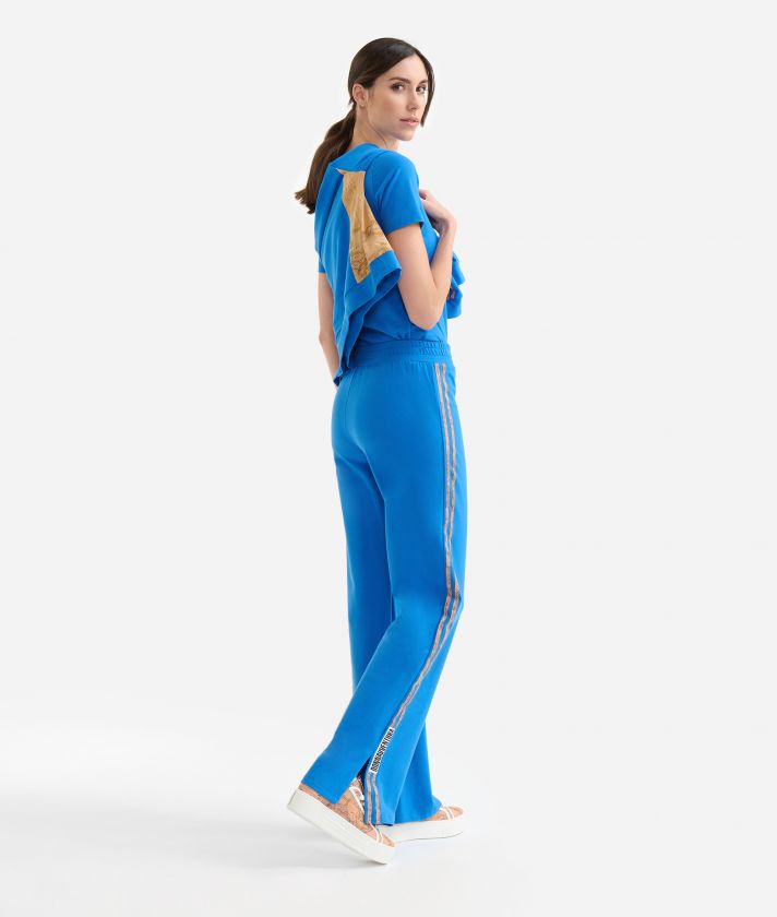 Stretch fleece track pants with slits Bluette