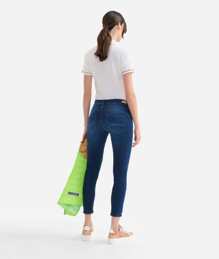 5-pocket denim-effect fleece slim jeans Blue Stone