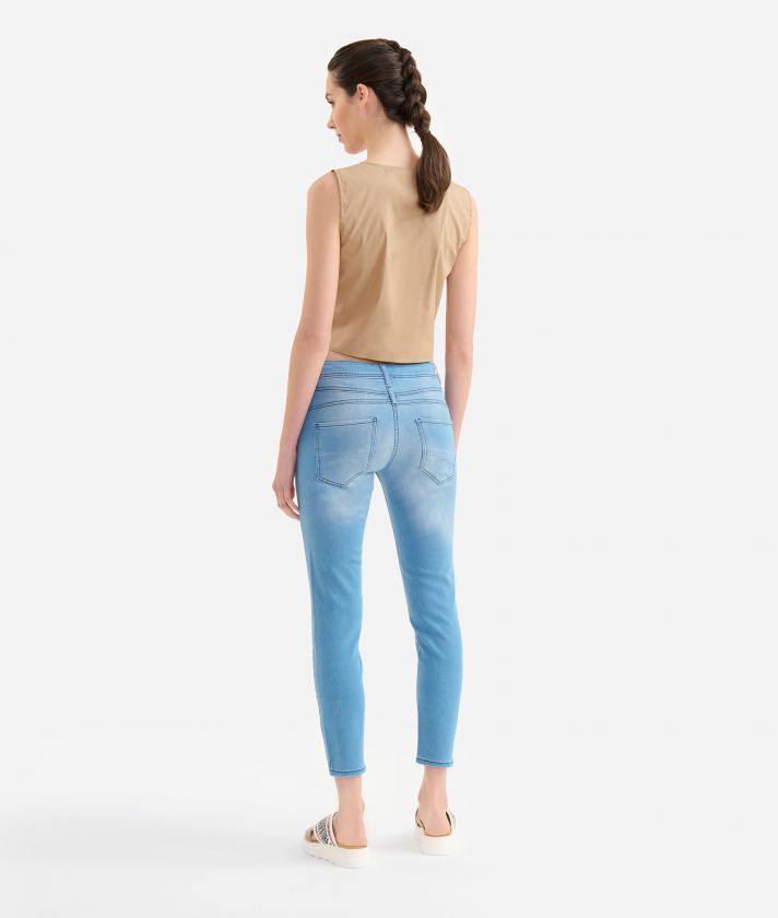 5-pocket denim-effect fleece slim jeans Blue Beach