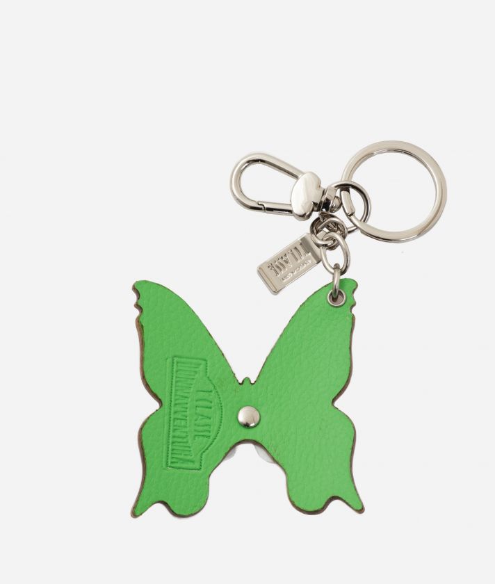 Napa leather butterfly keychain with Geo Classic print 