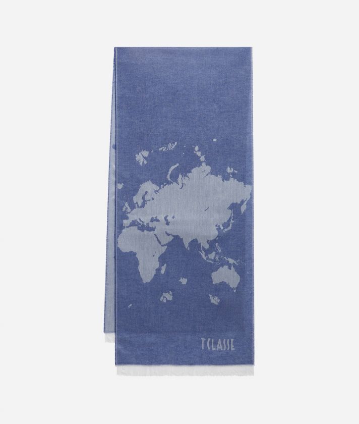 Geo Full scarf 40 x 180 Thyrrenian Blue