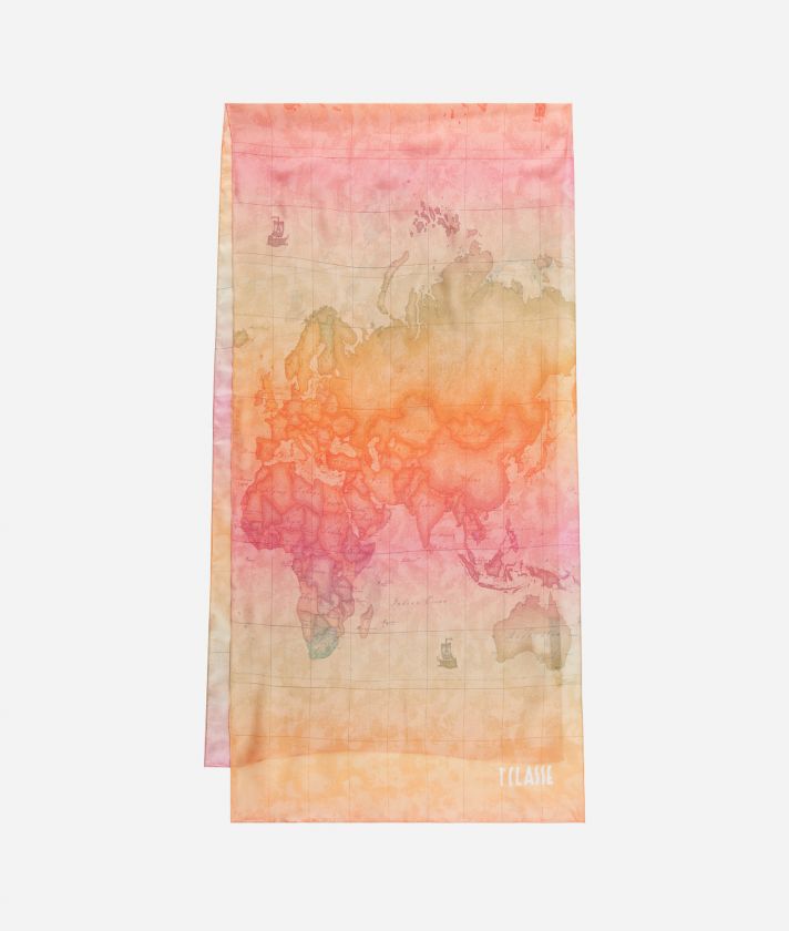 Geo Multicolor scarf 48 x 190 Sunset Pink