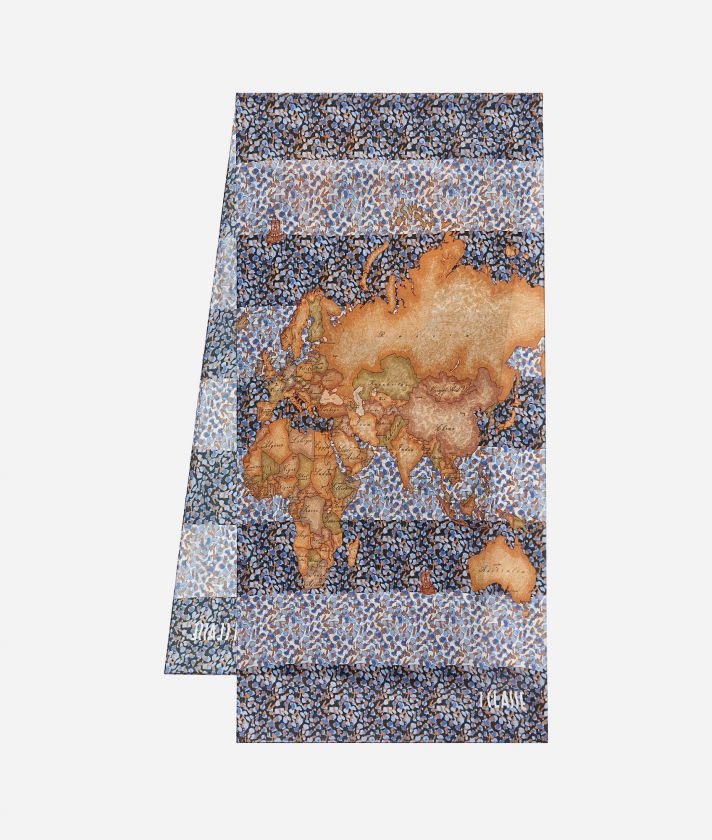 Geo Petals scarf 48 x 190 Denim
