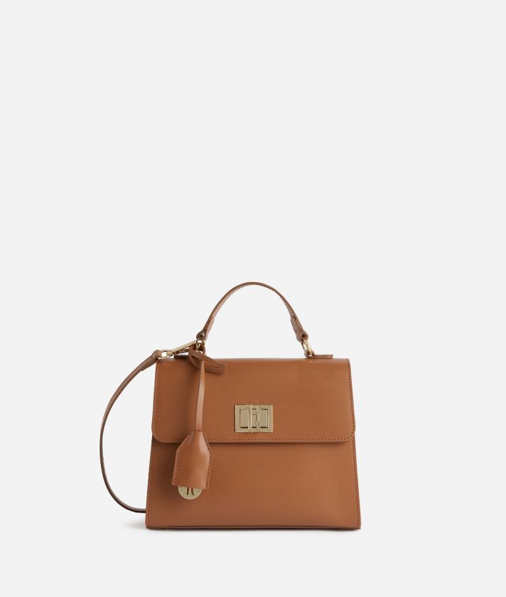 Elegance Avenue mini tote with crossbody strap Leather Brown