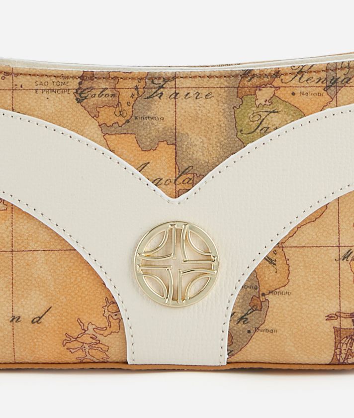 Geo Sunrise Ring pouch with crossbody strap Ivory