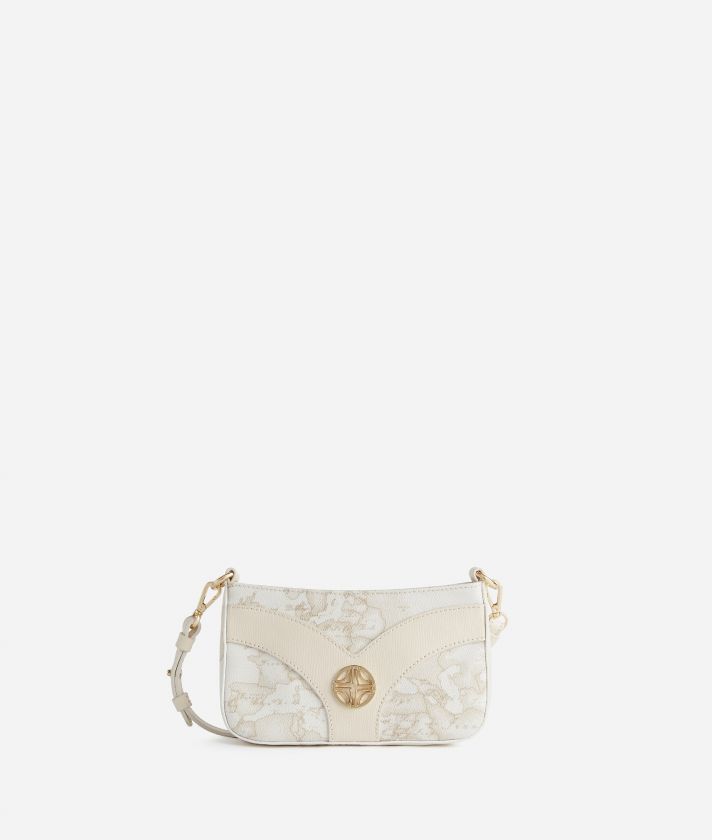 Geo Sunrise Ring pouch with crossbody strap White