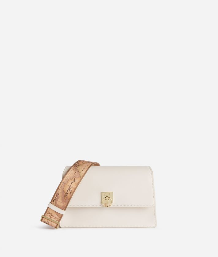 Geo Summer Breeze flap crossbody bag Cotton White