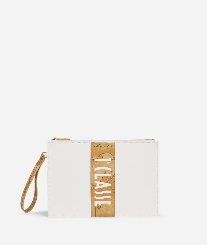 Geo Atlantis clutch with wristlet White