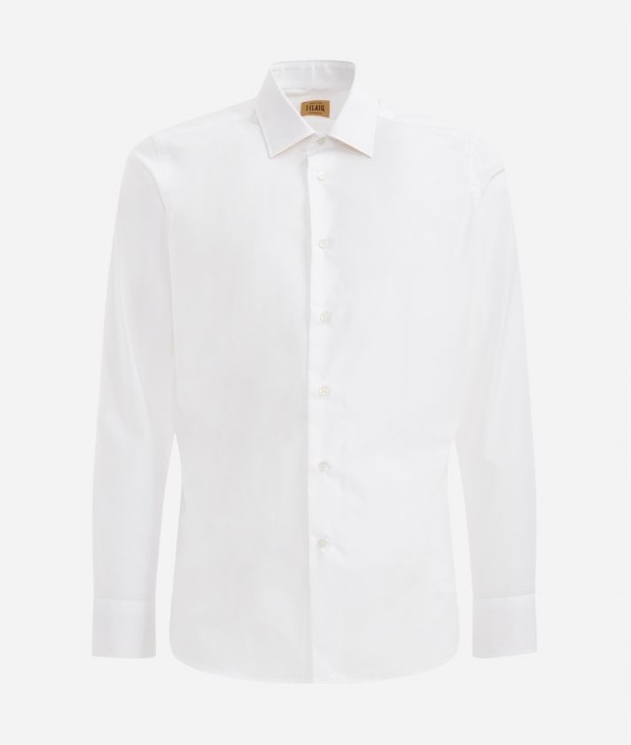 Slim fit cotton shirt with elbow patches White