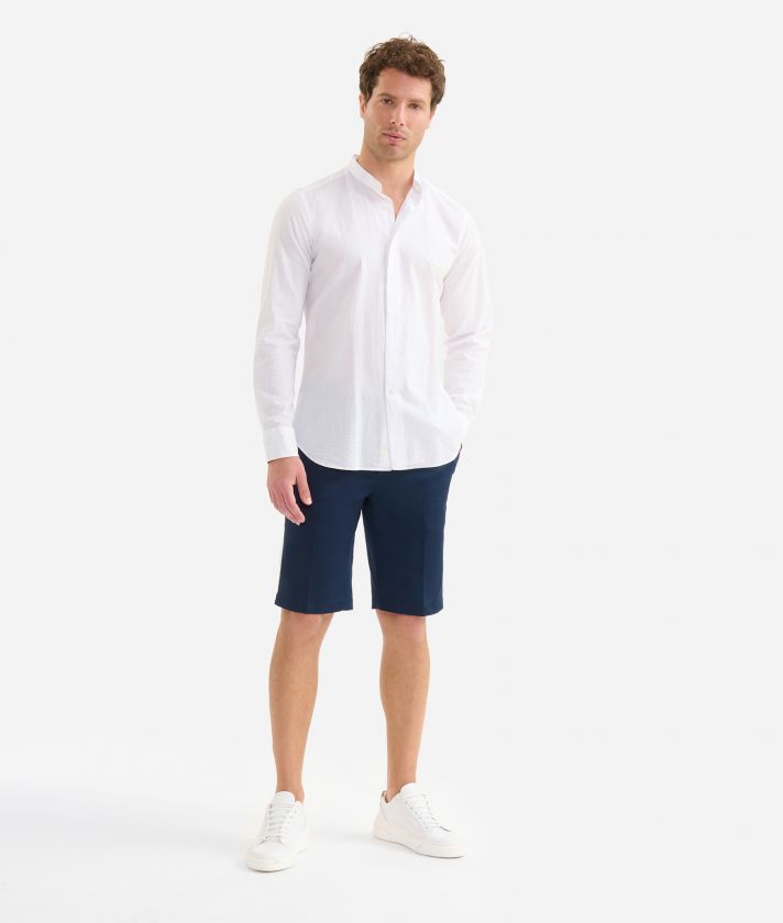 Seersucker Korean collar shirt White