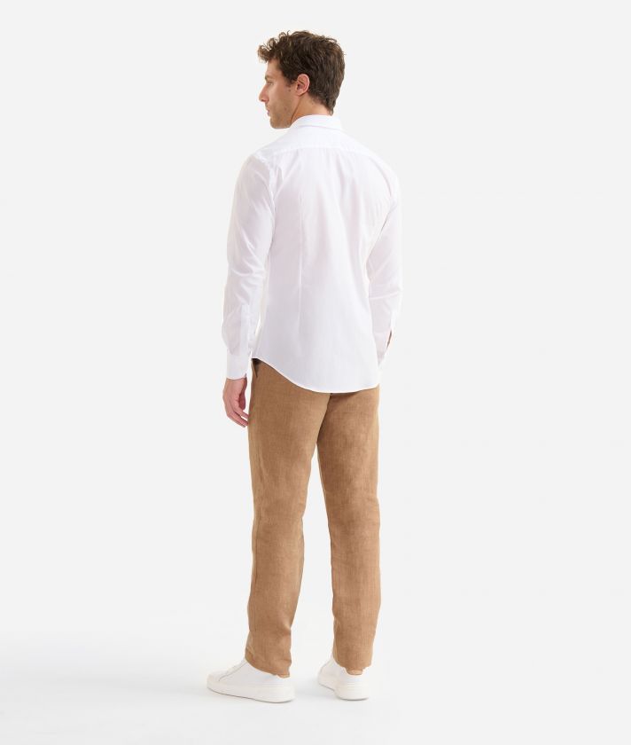 Slim fit cotton shirt with Geo Classic detail White