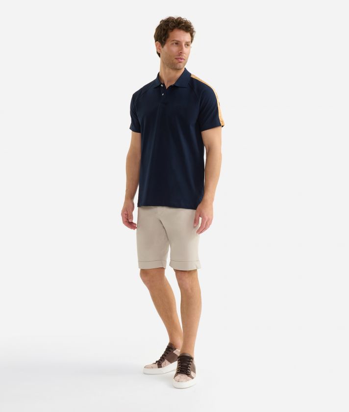 Polo in jersey di cotone piquet con dettagli Geo Classic Blu Navy