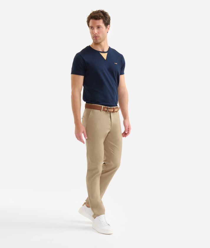 Pantaloni super slim in cotone stretch Tortora