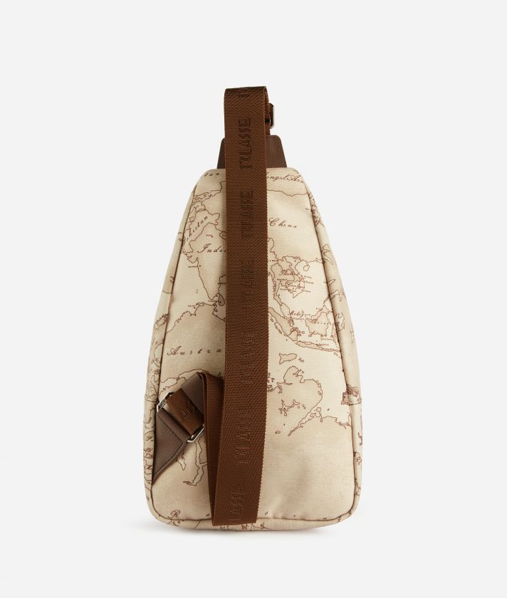 Canvas sling backpack with Geo Safari print
